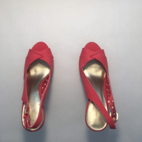 Coral Canvas Heels - Picture 2 of 2